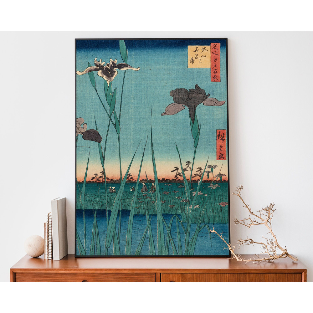 Japanese Iris Poster, Utagawa Hiroshige Woodblock Print for Asian Home Decor, Japandi Home Decor.jpg