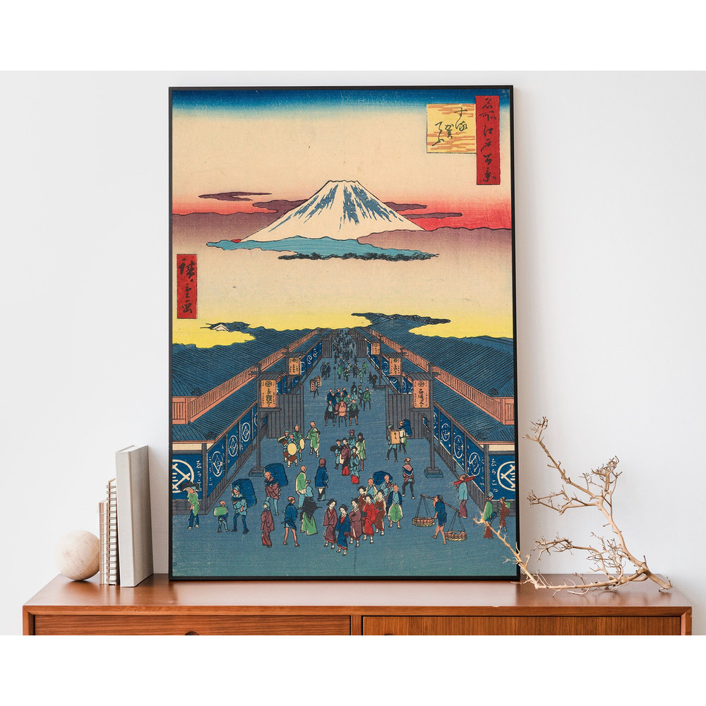 Vintage Japanese Poster By Utagawa Hiroshige - Mount Fuji Illustration for Boho, Asian Home Decor.jpg