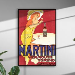 martini vermouth vintage art print, art nouveau french wall art, antique alcohol advertising poster
