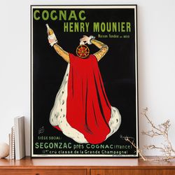 vintage alcohol poster, leonetto cappiello wall art, art nouveau french print, cognac advertisement-1