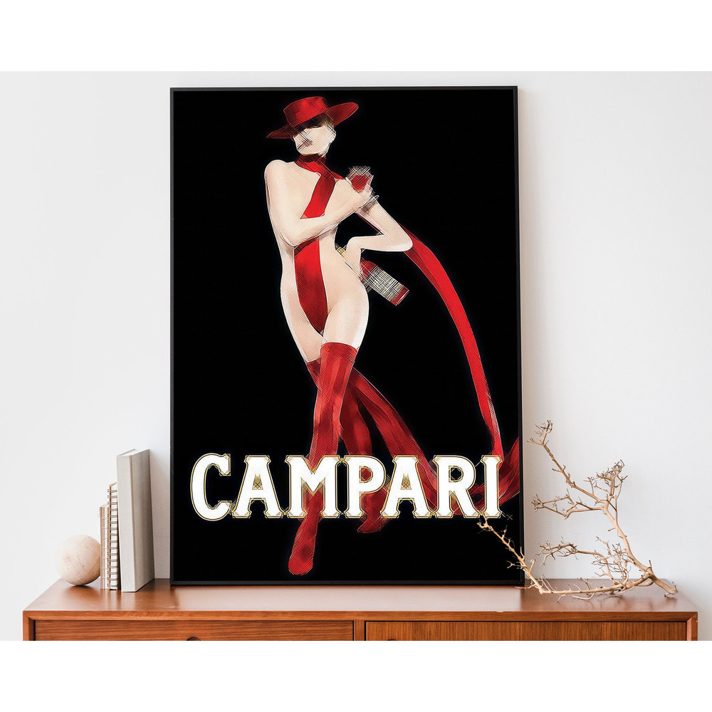 Vintage Campari Fashion Poster, Art Nouveau French Print, Retro Alcohol Advertisement, Antique Poster.jpg