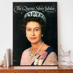 queen elizabeth silver jubilee photo print, vintage queen of england poster, hrh wall art, royal family decor