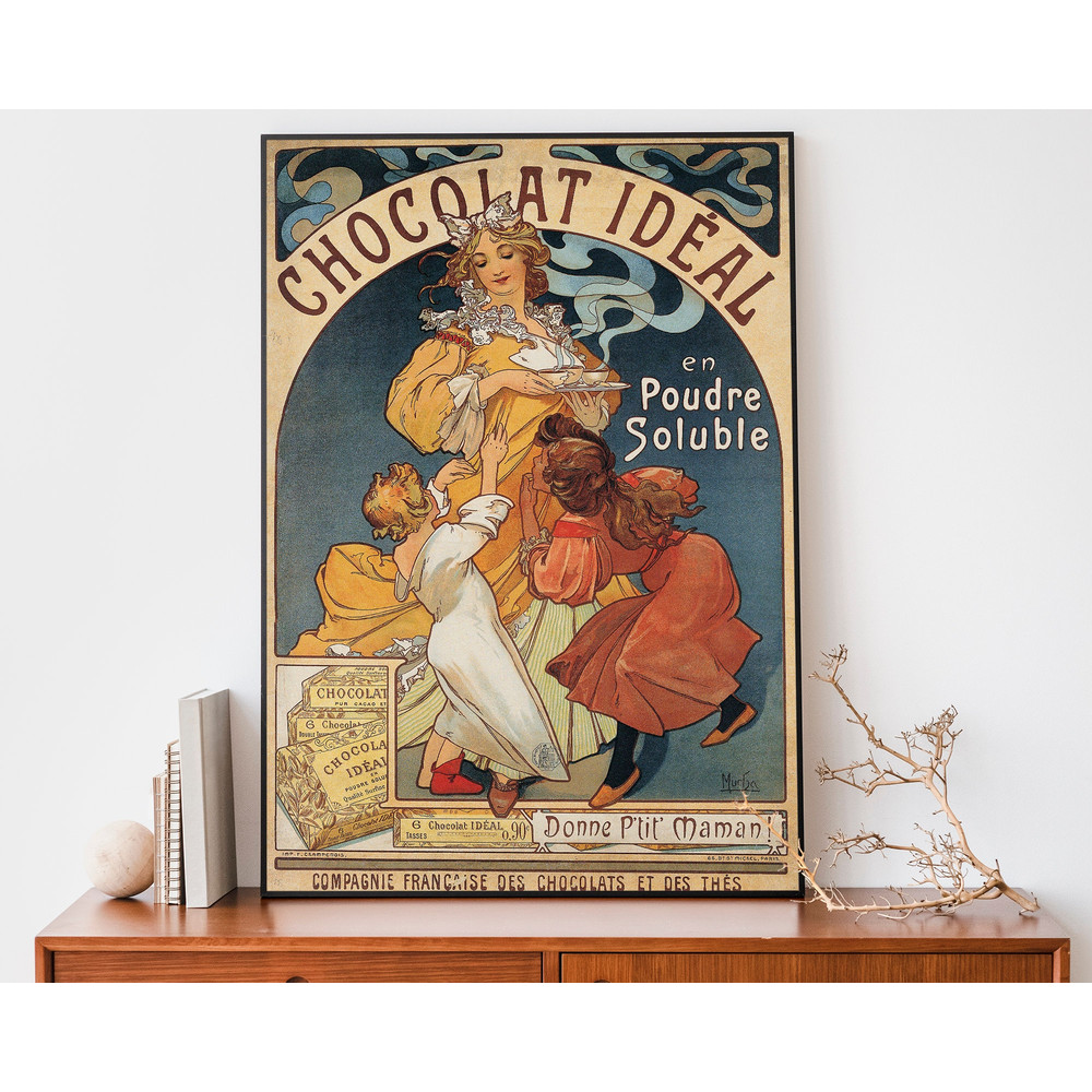 Vintage Chocolate Alphonse Mucha Illustration, Retro French Advertising Posters, Art Nouveau Wall Art, French Decor.jpg