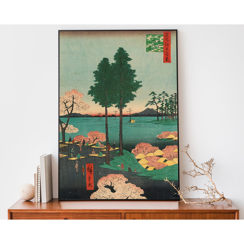 Japanese Illustration Poster, Mid Century Modern, Utagawa Hiroshige Woodblock Print for Asian Home Decor, Japandi Painting.jpg