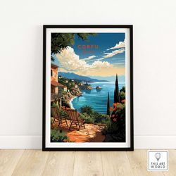 corfu poster  travel poster   birthday present  wedding anniversary gift  home decor