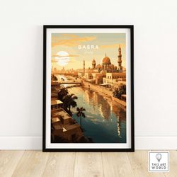 basra iraq poster  travel poster  birthday present  wedding anniversary gift  art print