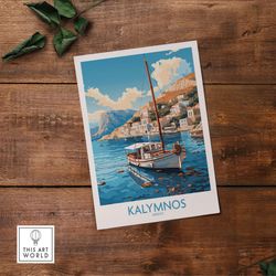 kalymnos print greece  travel poster   birthday present  wedding anniversary gift  home decor