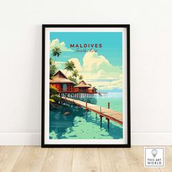 maldives travel poster  travel poster   birthday present  wedding anniversary gift  home decor