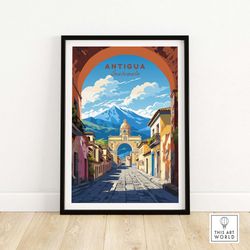 antigua guatemala poster - travel poster  birthday present  wedding anniversary gift  art print