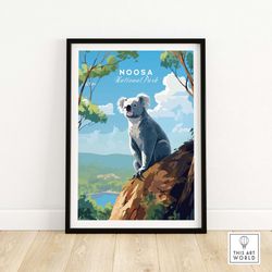 noosa australia print  travel poster art  home dcor artwork  birthday present  wedding anniversary gift