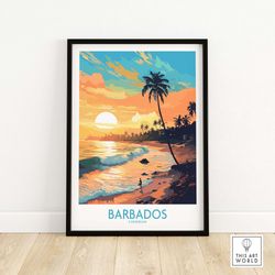barbados wall art sunset  travel poster art  home dcor artwork  birthday present  wedding anniversary gift