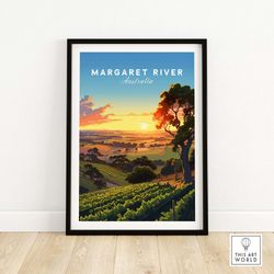margaret river poster  travel poster  birthday present  wedding anniversary gift  wine region wall art print