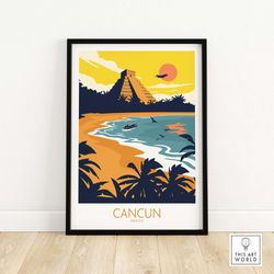cancun poster  cancun wall art  cancun poster  mexico travel poster print  cancun gift  yucatn peninsula print