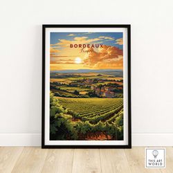 bordeaux france art print  travel poster  birthday present  wedding anniversary gift  wine region wall art print