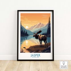 jasper national park wall art poster  wall art print  birthday present  home decor gift  nature artwork  illustration