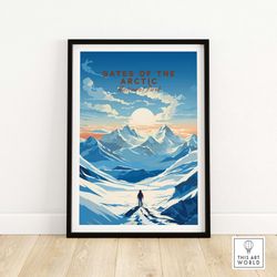 gates of the arctic poster art print travel print  home dcor poster gift  digital illustration artwork  birthday present