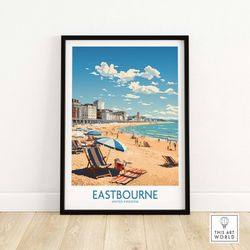 eastbourne poster travel print  home dcor poster gift  digital illustration artwork wall hanging  framed & unframed prin