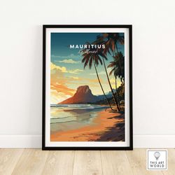 mauritius le morne poster  travel poster  birthday present  wedding anniversary gift  art print  housewarming gift wall