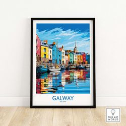 galway travel poster travel print  home dcor poster gift  digital illustration artwork wall hanging  framed & unframed p