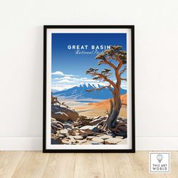 great basin national park poster art print travel print  home dcor poster gift  digital illustration artwork  birthday p