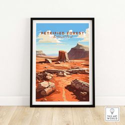 petrified forest national park poster art print travel print  home dcor poster gift  digital illustration artwork  birth