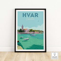 hvar print  croatia travel poster  hvar croatia wall art  croatian holiday travel gift  best travel poster set of croati
