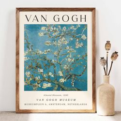 vincent van gogh almond blossom poster, van gogh landscape, botanical flower bloom poster, van gogh painting reproductio