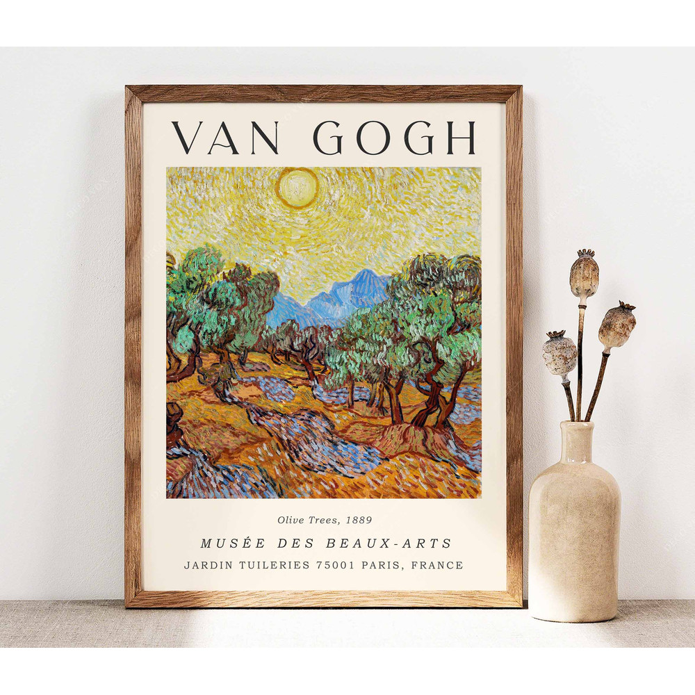 Vincent Van Gogh Olive Trees Poster, Van Gogh Flowers, Landscape poster, Van Gogh Painting Reproduction, Sun and Sky Art Print PS0198-1.jpg