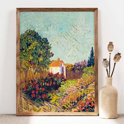 vincent van gogh garden landscape poster, van gogh print, van gogh flowers print, botanical poster, van gogh painting re