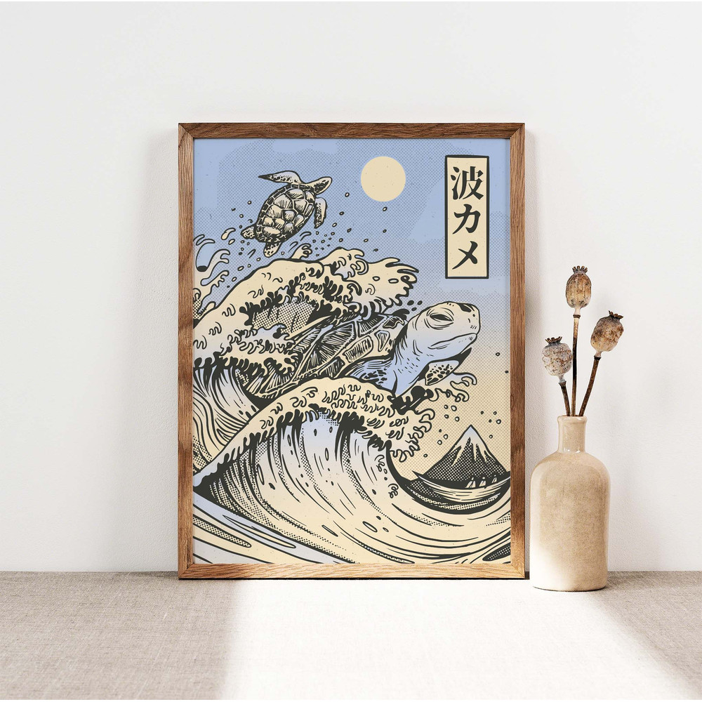 The Great Wave off Kanagawa Poster, Japanese Turtles Art Print, Traditional Japanese Art, Ukiyo Wall Art Decor, Gift Idea, Ukiyo-e, PS0113.jpg