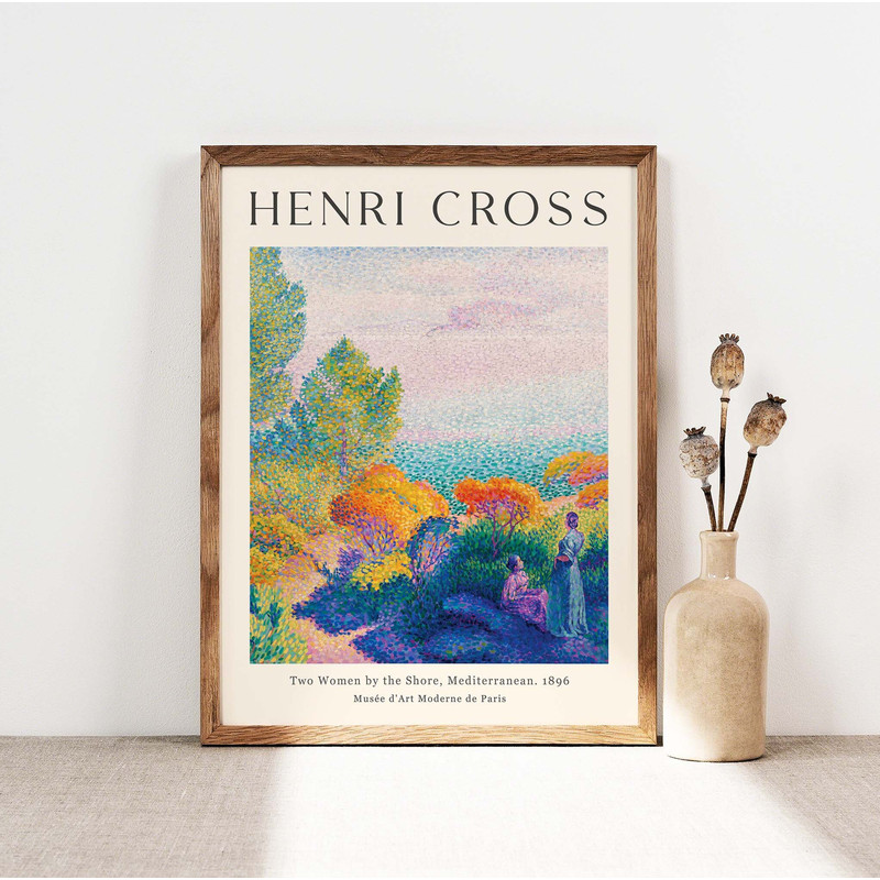 Two Women by the Shore Print, Henri Cross Landscape Wall Art Poster, Coastal Poster Wall Art, Trees poster, Gallery Wall, Gift Idea PS0438.jpg