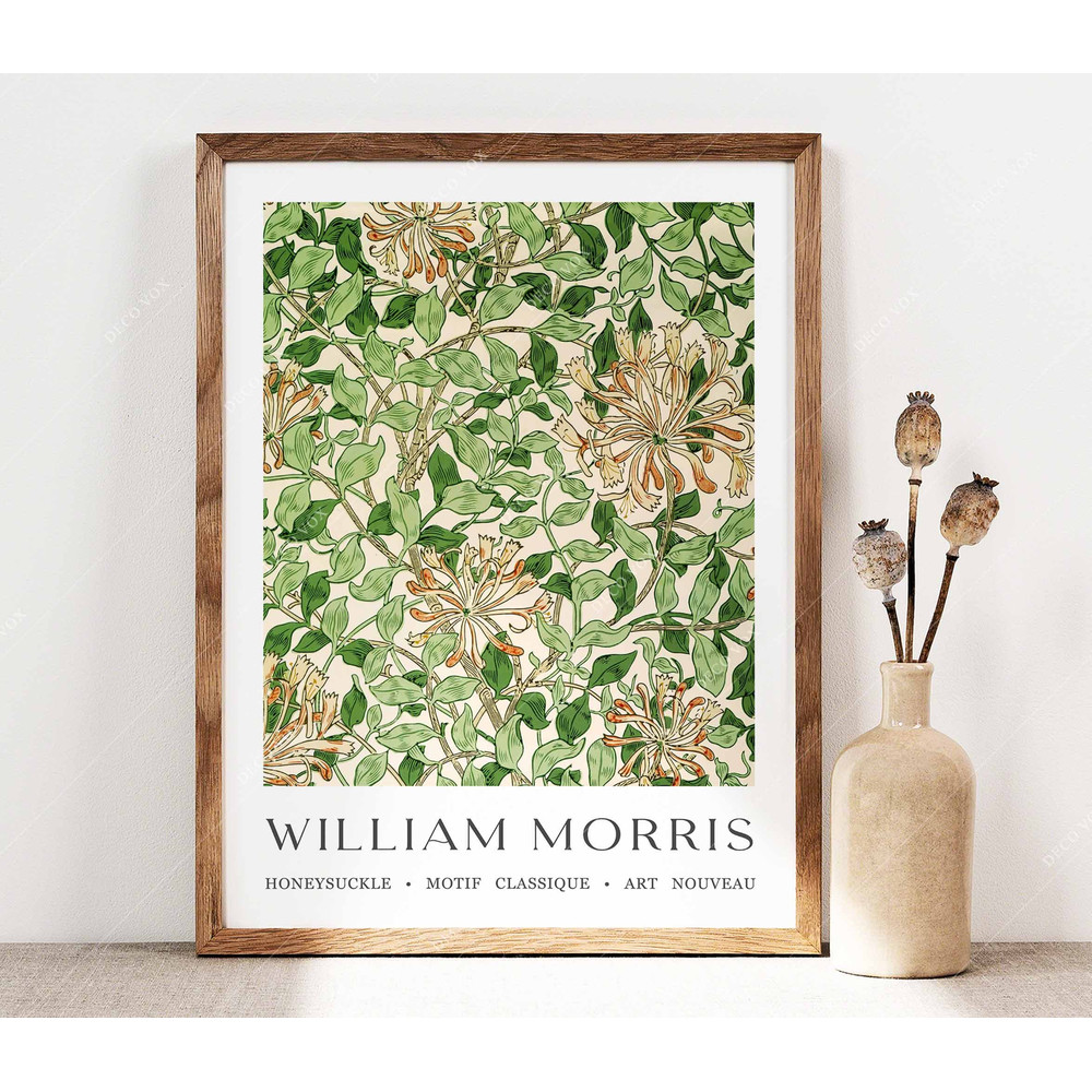 William Morris Print, Morris Poster, Garden Flowers Art, Honeysuckle Botanical Print, Vintage Flowers Art, Wall Art Gift Idea Decor PS0441.jpg