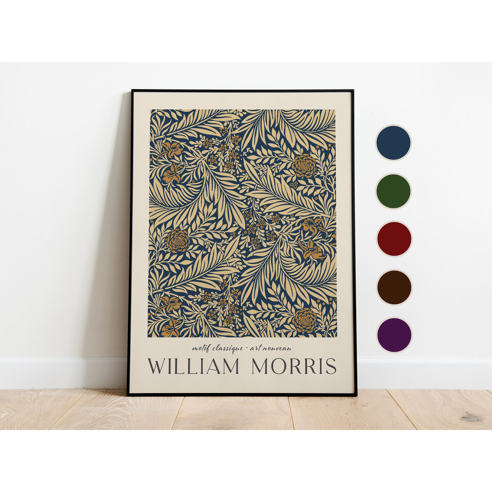 William Morris Print, Floral Wall Art, Flower Print, Botanical Wall Art, Morris Exhibition Poster, Modern Living Decor, Vintage Flowers Art.jpg