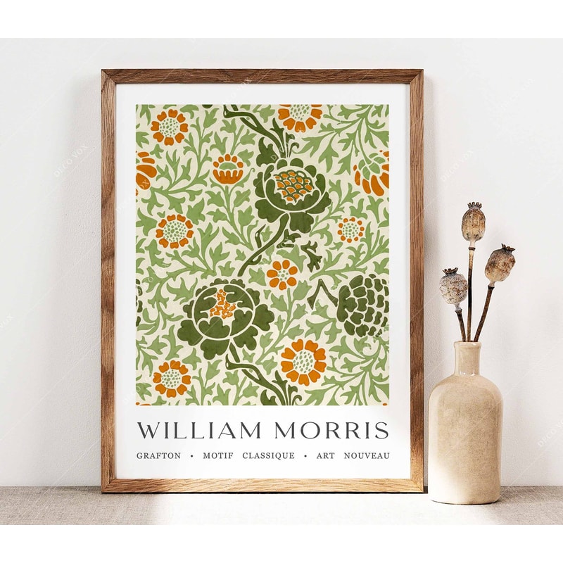 William Morris Print, Morris Poster, Garden Flowers Art, Botanical Grafton Print, Vintage Floral Art, Wall Art Gift Idea, Green Decor PS0445.jpg