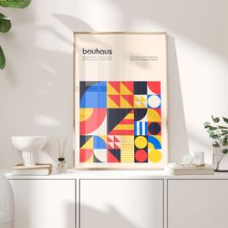 mid century bauhaus art print, geometric bauhaus poster, retro pattern poster, modern bauhaus poster, mid century poster