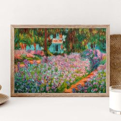 claude monet the artists garden poster, monet irises garden wall art print, poster wall art, botanical poster, floral ar