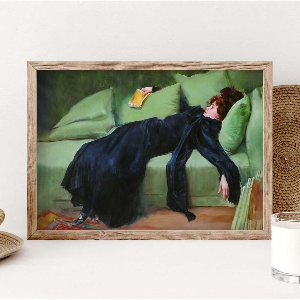 Decadent young woman, After the dance 1899, Ramon Casas - Painting Art Print Female Portrait Vintage Poster Wall Décor Book Gift PS0355.jpg