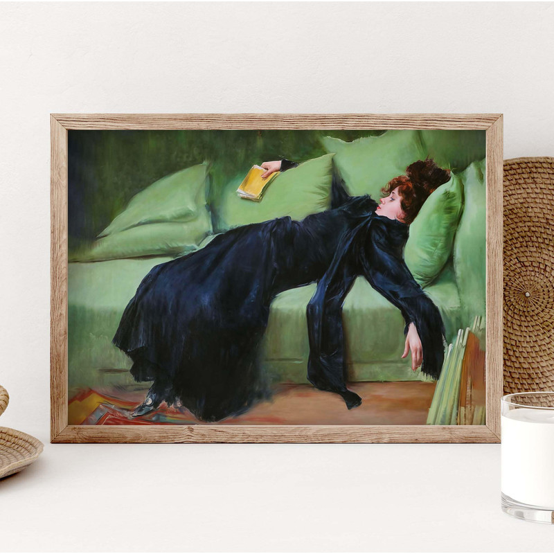 Decadent young woman, After the dance 1899, Ramon Casas - Painting Art Print Female Portrait Vintage Poster Wall Décor Book Gift PS0355.jpg