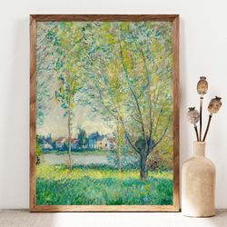 claude monet the willows landscape art poster, landscape print, french country wall decor, trees botanical gallery wall,
