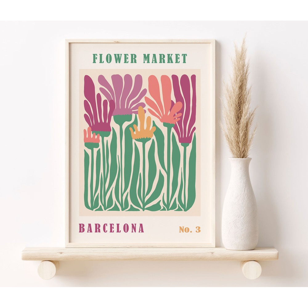 Flower Market Poster, Barcelona Gallery wall Flower Market, Vintage Flowers Poster, Flower Market Sign, Floral Wall Art, Botanical BT004.jpg