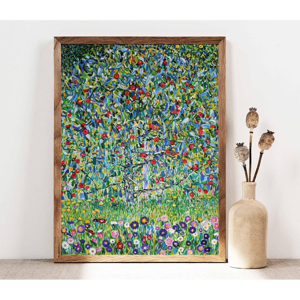 Gustav Klimt Apple Tree Poster, Cottage Garden, Klimt Flowers, Floral Wall Decor, Spring Wall Art, Botanical Gift, Klimt Painting PS0360.jpg