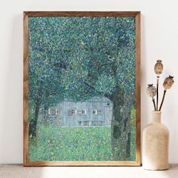 gustav klimt print, farmhouse in buchberg art, landscape poster, fruit trees art nouveau print, branches poster, gallery