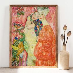 gustav klimt print, the friends art, woman postrait print, girlfriends naked woman body poster, lesbian art, gift idea,
