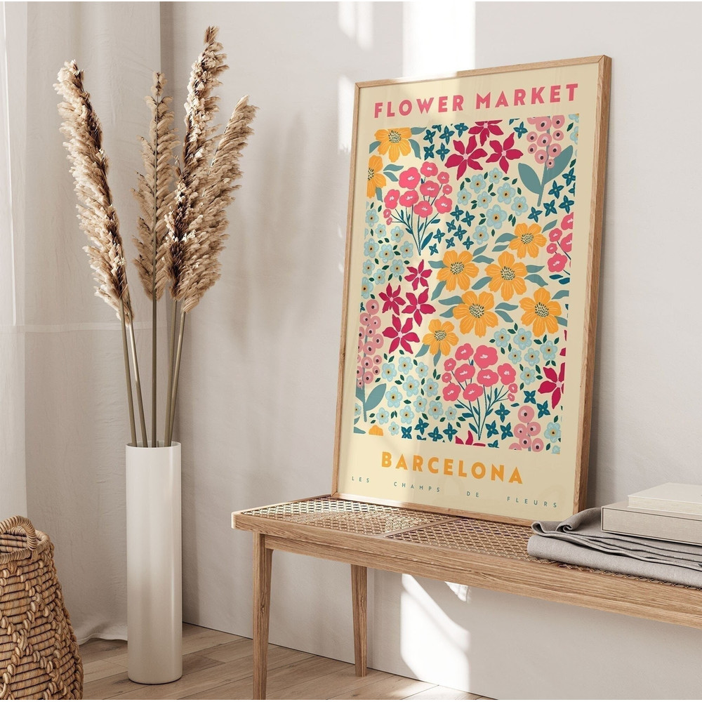 Flower Market Poster, Barcelona Gallery wall Flower Market, Vintage Flowers Poster, Flower Market Sign, Floral Wall Art, Botanical PS0170.jpg