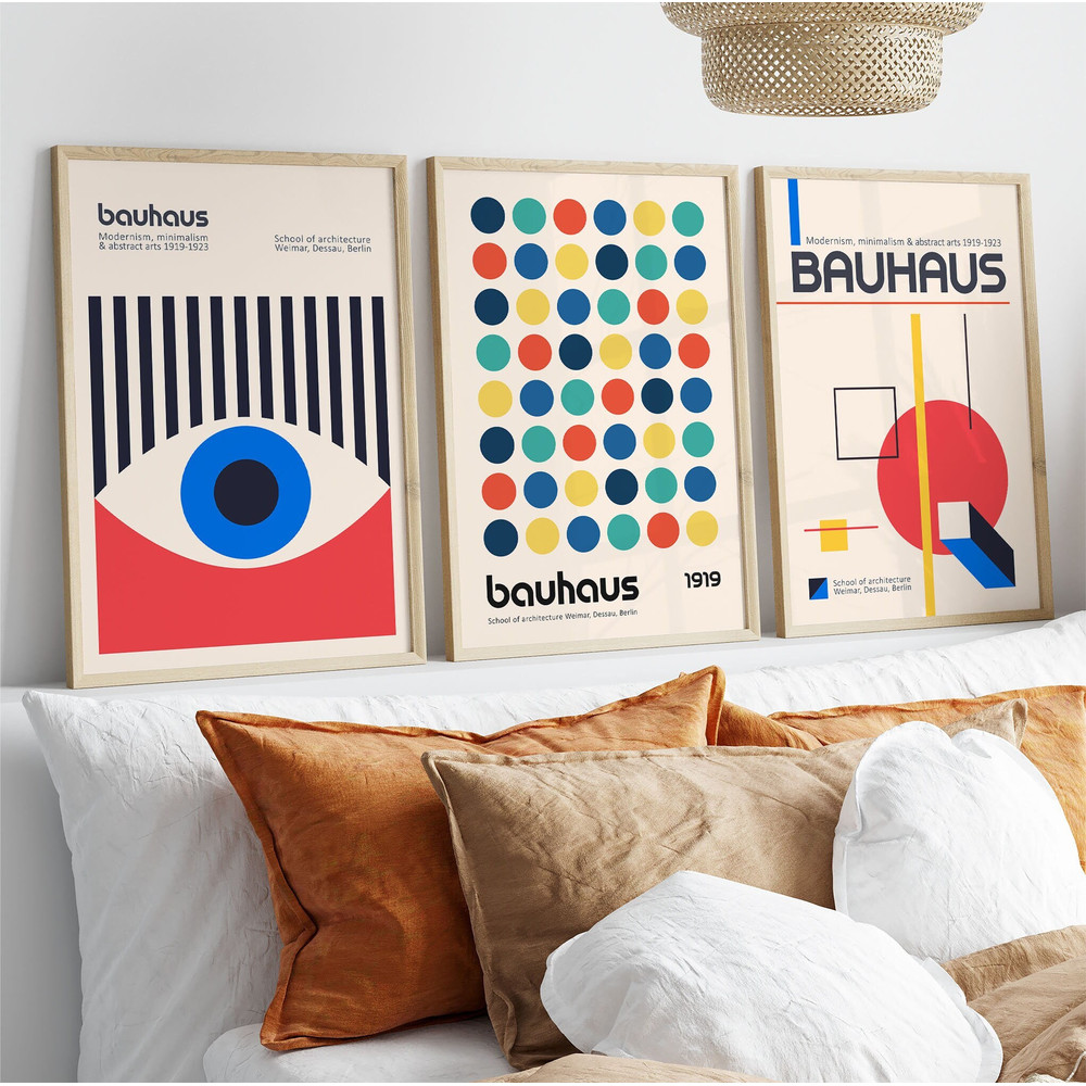 Mid Century Bauhaus Art Print, Geometric Eye Bauhaus Poster, Retro Pattern Poster, Modern Bauhaus Poster, Geomnetric shapes, Abstract art.jpg