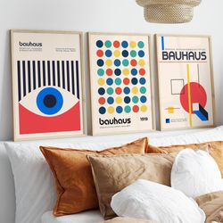 mid century bauhaus art print, geometric eye bauhaus poster, retro pattern poster, modern bauhaus poster, geomnetric sha