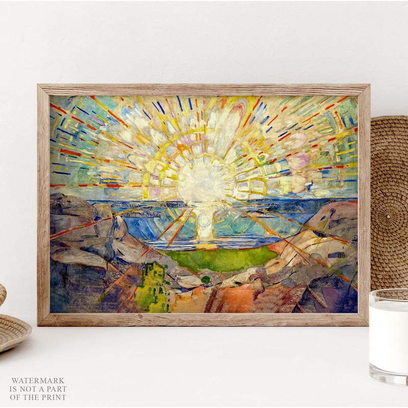 Edvard Munch's Solenintro The Sun Print, Sunshine Poster, Sunrise Over The Rocky Coast Print, Sea Ocean Poster Wall Decor Gift Idea PS0414.jpg