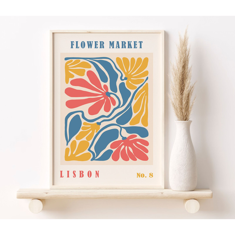 Flower Market Poster, Lisbon Gallery wall Flower Market, Vintage Flowers Poster, Flower Market Sign, Floral Wall Art, Botanical Gift BT009.jpg
