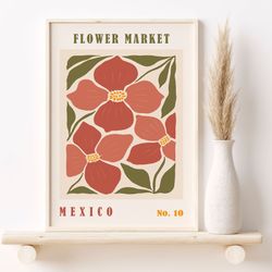 flower market poster, mexico gallery wall flower market, vintage flowers poster, flower market sign, floral wall art, bo