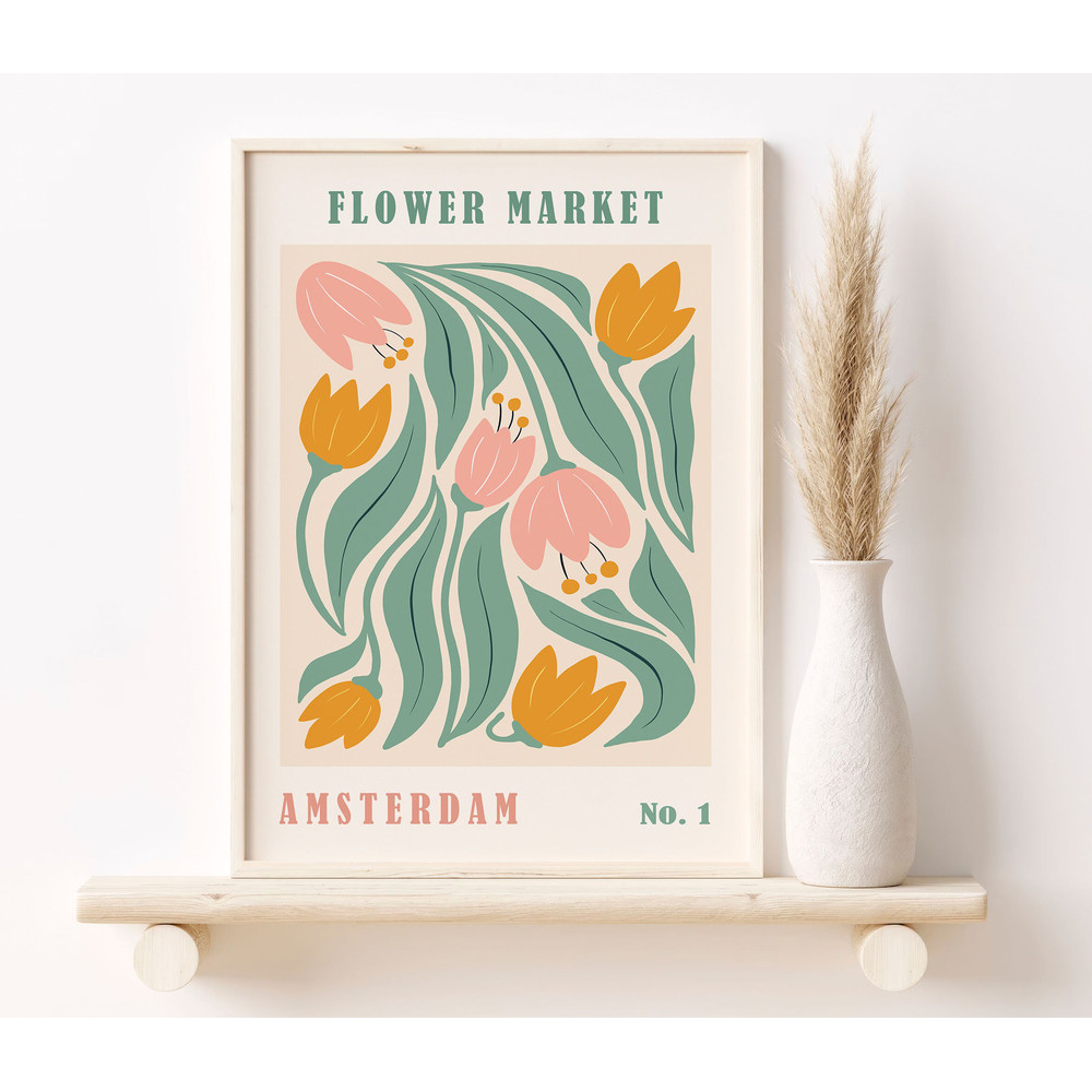 Flower Market Poster, Netherlands Gallery wall Flower Market, Vintage Flowers Poster, Flower Market Sign, Floral Wall Art, Botanical BT002.jpg